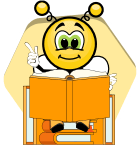 Bee reading Korean words from a book